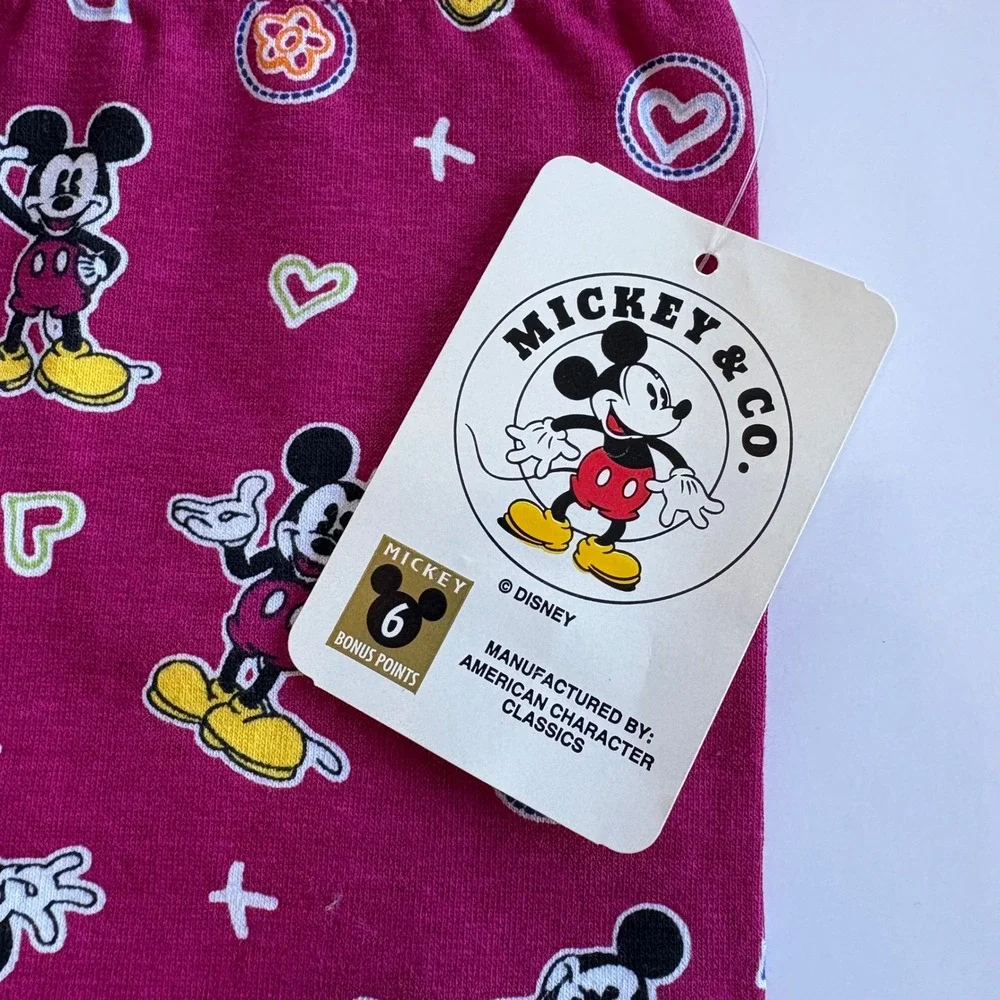 VTG Mickey & Co Disney Girls 5/6 Raspberry Pink Mickey Mouse Leggings Hearts NEW